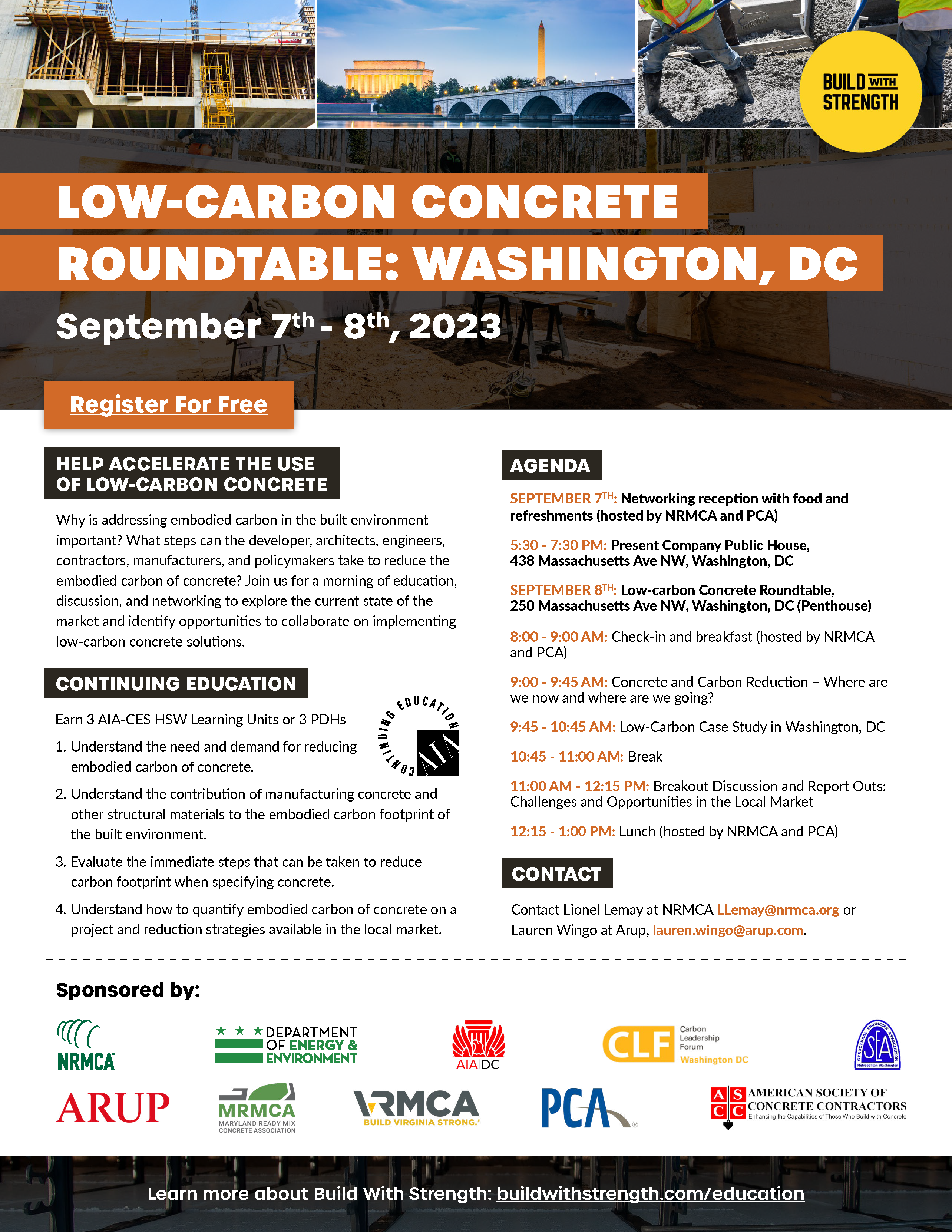 Low-Carbon Concrete Roundtable: Washington, DC flyer